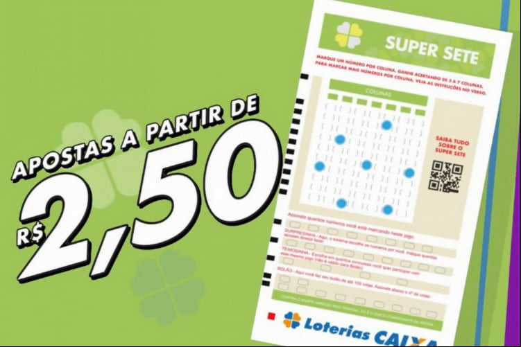 Resultado da loteria Super Sete, concurso 701, hoje, segunda-feira, 02 de junho de 2025 (02/06/25). O prêmio é de R$ 1,2 milhão