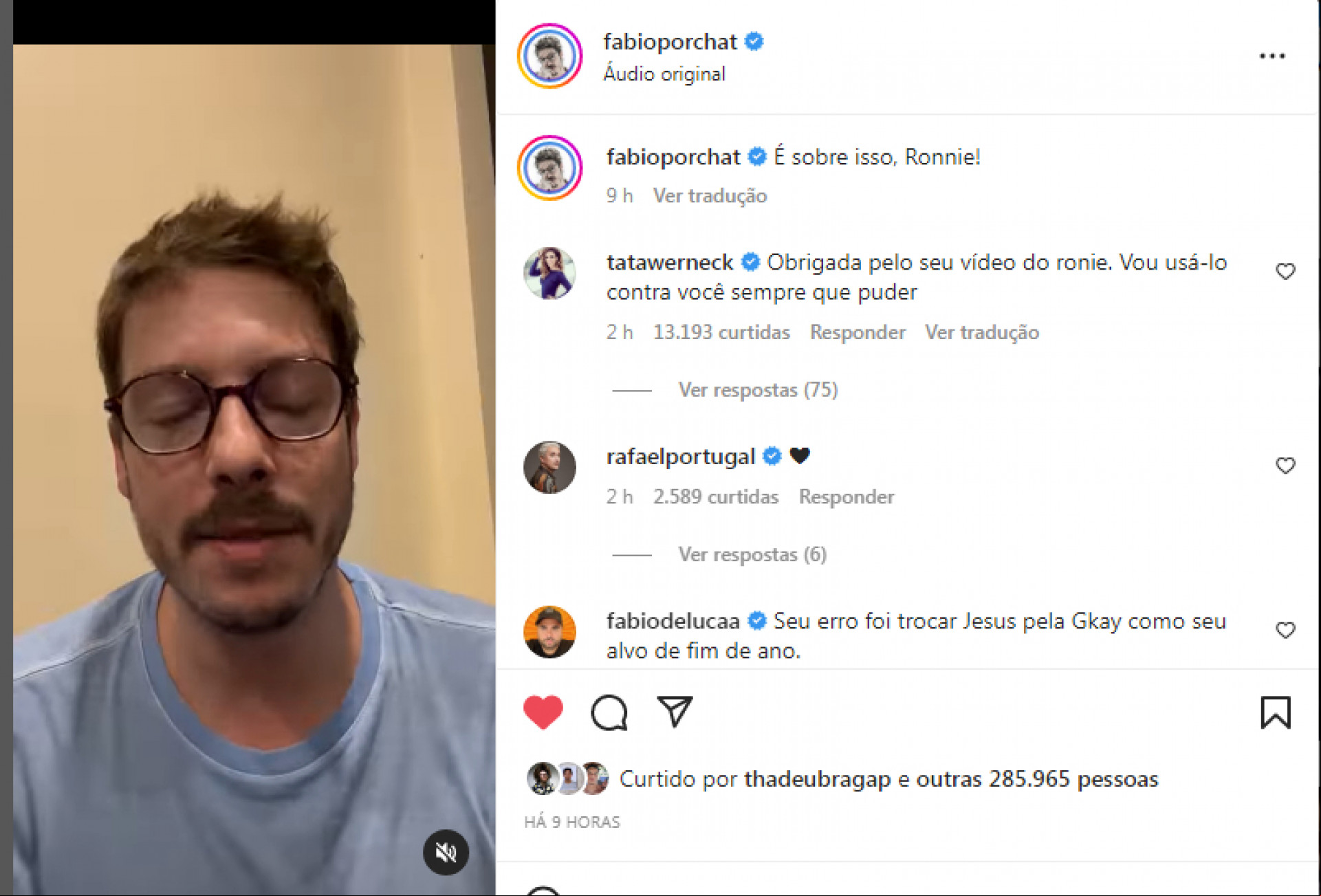 Fábio Porchat nega pedido de desculpas a Gkay e fala sobre fracassos da influenciadora digital