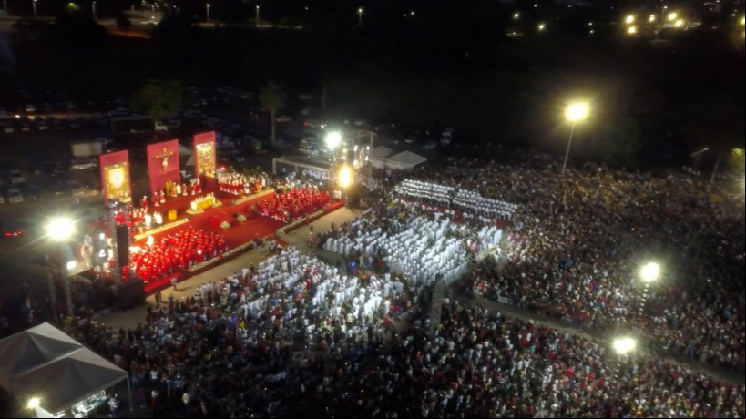Imagens de drone são capturadas durante cerimônia de beatificação da Menina Benigna, em 24 de outubro de 2022