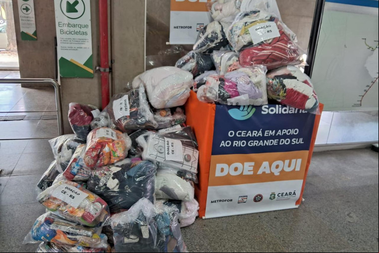 Doações arrecadadas no Ceará para as vítimas das enchentes no Rio Grande do Sul