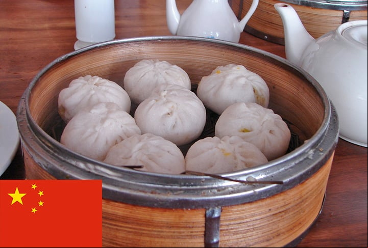 18º lugar - Baozi (China) - Pão cozido no vapor de origem chinesa, com aspecto de coque, que leva diversos recheios.