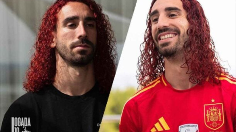 Cucurella pintou o cabelo de vermelho depois da conquista da Fúria. O lateral-esquerdo ainda integra a seleção do torneio 