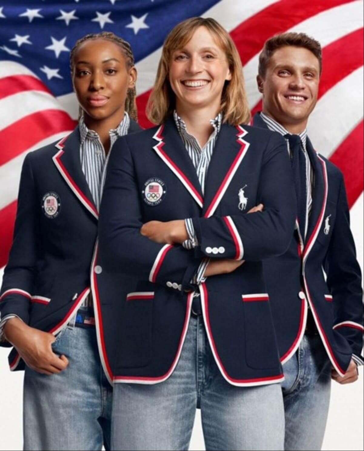 Estados Unidos - A delegação da maior potência da história dos Jogos Olímpicos vestirá trajes da grife Ralph Lauren, compostos por calça jeans e estilo colegial.