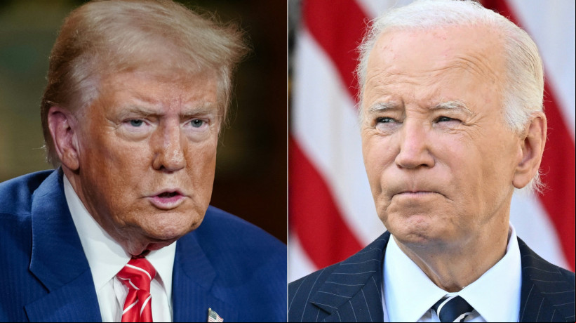 Donald Trump, à esquerda, e Joe Biden, à direita.
