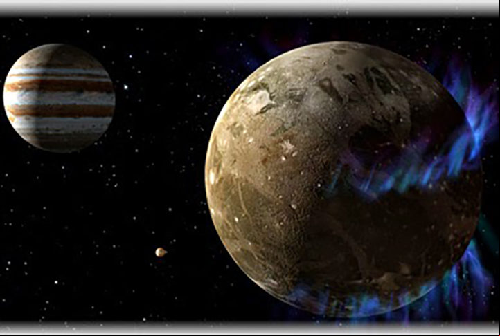 Júpiter é o quinto planeta a partir do Sol. É orbitado por 67 satélites naturais. Tem anéis imperceptíveis a partir da Terra, descobertos em 1979 pela sonda Voyager 1.