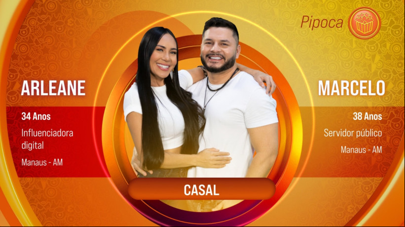 Casados, a dupla de pipoca Arleane e Marcelo estará no BBB 25