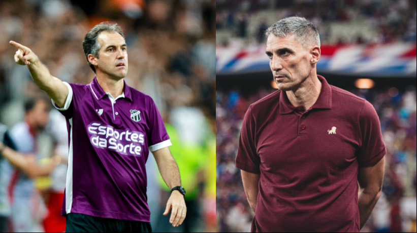 Léo Condé, técnico do Ceará, e Vojvoda, técnico do Fortaleza