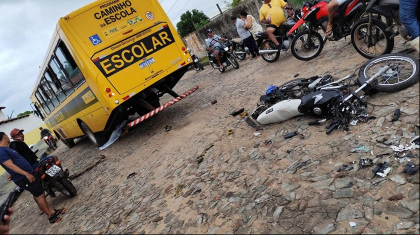 Motociclista morre em colisão com ônibus escolar em Mauriti