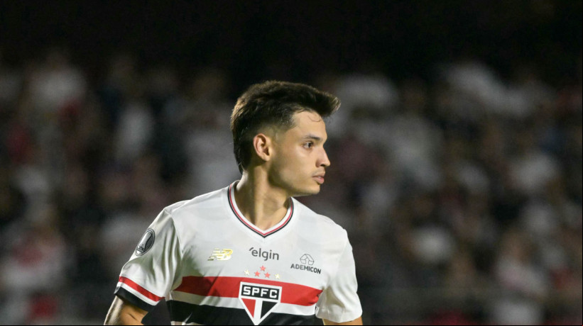 Damian Bobadilla no jogo pela Libertadores na terça, 27 de maio de 2025