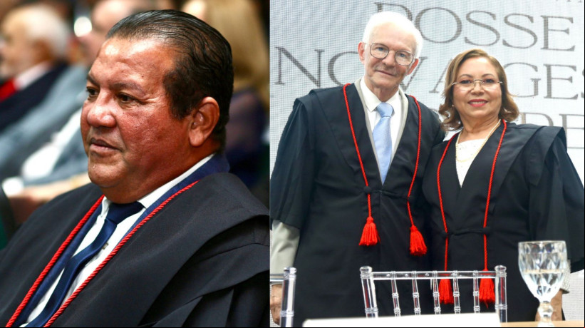 Da esquerda para direita: ex-presidente do TRE-CE Raimundo Nonato Silva Santos; novo vice e corregedor, Emanuel Leite Albuquerque; e a presidente Maria Iraneide Moura Silva

Emanuel Leite Albuquerque
