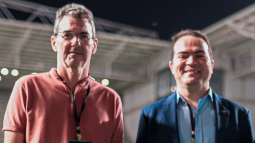 Geraldo Luciano, à esquerda, e Marcelo Paz, à direita, trabalharam juntos na SAF do Fortaleza
