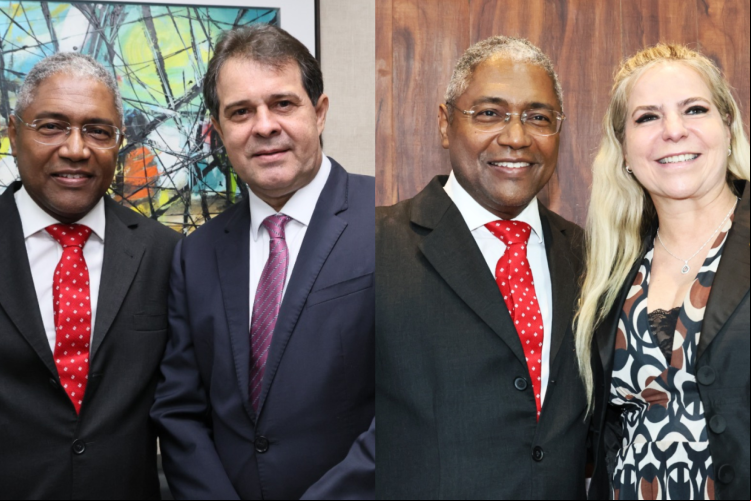 Waldemir Catanho ao lado de Evandro Leitão e Luizianne Lins em cerimônia de entrega da melhada Boticário Ferreira